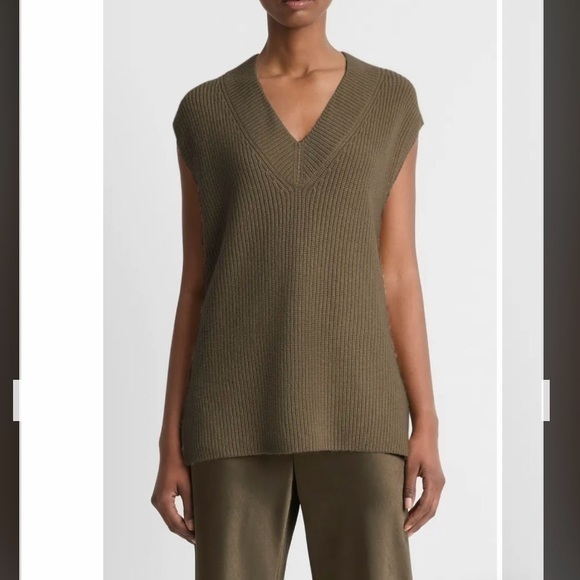 Vince Sweaters - Vince Wool & Cashmere Rib Sweater Vest in Vine Size S